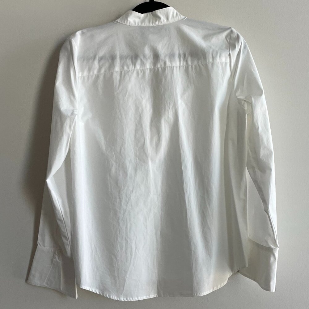 Anthropologie White Ruffle Front Button-Down Blouse - Picture 2 of 4